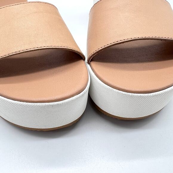 SOREL Cameron Flatform Sandals Womens 10 Tan White Platform Wide Strap Comfort - Picture 9 of 12